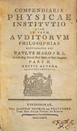Compendiaria Physicae Institvtio, 2