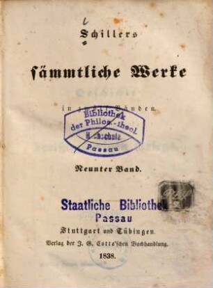 Schillers sämmtliche Werke : in zwölf Bänden ; mit Privilegien gegen den Nachdruck ..., 9. [Geschichte des dreißigjährigen Kriegs]