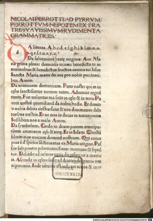 Rudimenta grammatices : gewidmet Pyrrhus Perottus