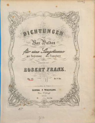 Dichtungen von Max Waldau : für 1 Singstimme mit Begl. d. Pianoforte ; op. 13