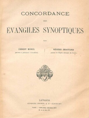 Concordance des Ėvangiles synoptiques