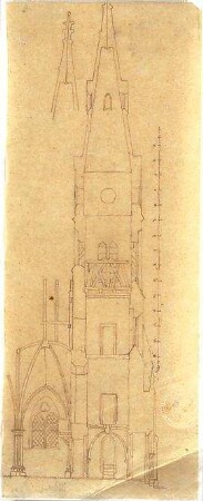 Zocher, Ernst; Architekturstudien - Kirchturm (Schnitt, Detail)