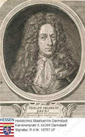Krebs, Philipp Helfrich (1647-1723) / Porträt in Medaillon mit Sockelinschrift, Brustbild