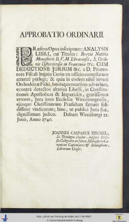 Approbatio Ordinarii; Motto.