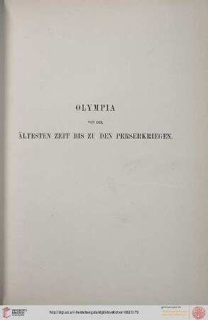 Olympia von der ältesten Zeit bis zu den Perserkriegen