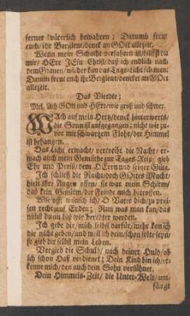 Das Vierdte; Mel. Ach Gott und Herr/ wie groß und schwer.