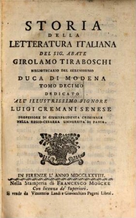 Storia Della Letteratura Italiana, 10