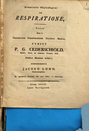 Diss. physiol. de respiratione
