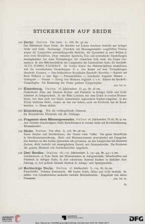 Stickereien auf Seide, Sammet und Wolle (Nr. 520-563)