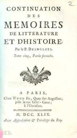 Mémoires De Littérature Et D'Histoire, 5,2