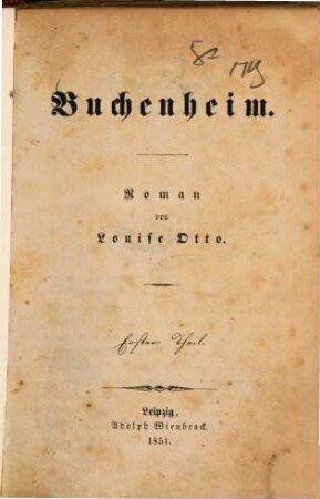 Buchenheim : Roman von Louise Otto, 1
