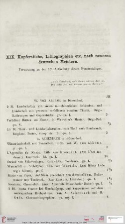 XIX. Kupferstiche, Lithographien etc. nach neueren deutschen Meistern