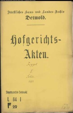 Feygel, Pastor zu Lage gegen Witwe Sobbe, modo Hauptmannin Schattenberg - Schuldforderung