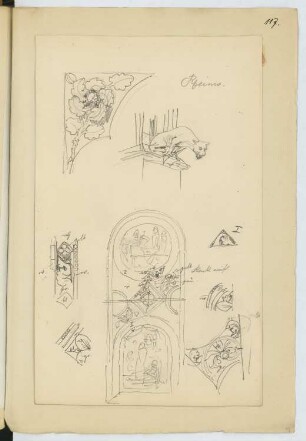 Kathedrale, Reims: Details (aus: Skizzen- und Fotoalbum 10)