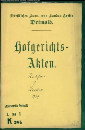 Kuchfuß, Hans Hermann modo Kramer zu Lüdenhausen gegen Johann Bernd Hecker, Schuster zu Lüdenhausen - Schuldforderung