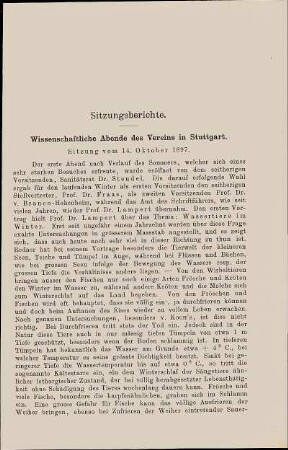 Wissenschaftliche Abende des Vereins in Stuttgart