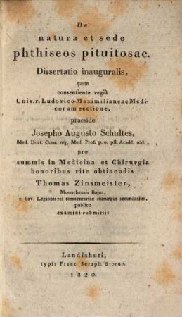 De natura et sede phthiseos pituitosae : dissertatio inauguralis
