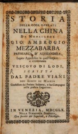 Istoria delle cose operate nella China