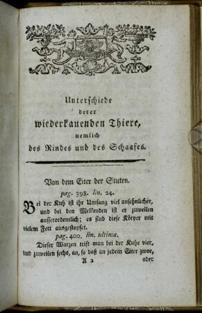 Von dem Eiter der Stuten. - Von dem Netze. - Von dem Schlunde, oder von der Speise Röhre.