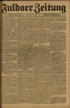 Ausgabe vom Freitag, den 27. August 1920.
