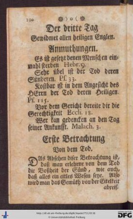Der dritte Tag gewidmet allen heiligen Englen.