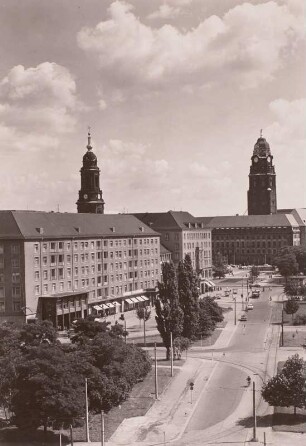 Dr.-Külz-Ring : Dresden, Blick Rich0ung Neues Rathaus, 1965