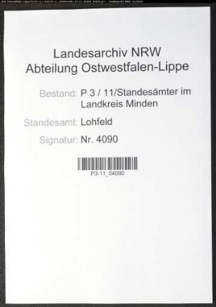 Sterberegister Standesamt Lohfeld
