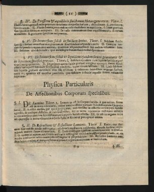 De Affectionibus Corporum specialibus