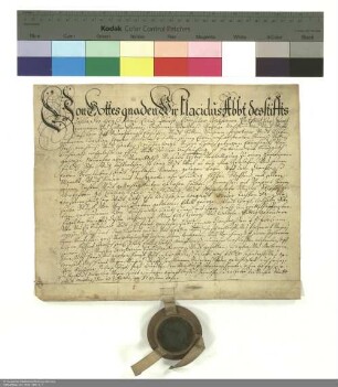 Lehenbrief des Placidus [von Droste], Abt von Fulda, für Christian Ignaz Gerlach über ein Haus und einen Garten in Fulda