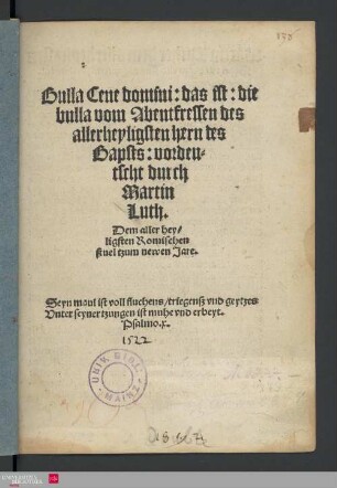 Bulla cene domini: das ist: die bulla vom Abentfressen des allerheyligsten hern des Bapsts