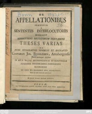De Appellationibus Præcipue A Sententiis Interlocutoriis