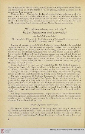 4: "Wir müssen wissen, wer wir sind" : ist das Gymnasium noch notwendig?