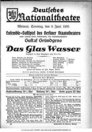 Das Glas Wasser