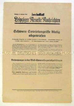 Sonderblatt der "Leipziger Neuesten Nachrichten" zum Kriegsverlauf an der Ostfront und in Ostasien