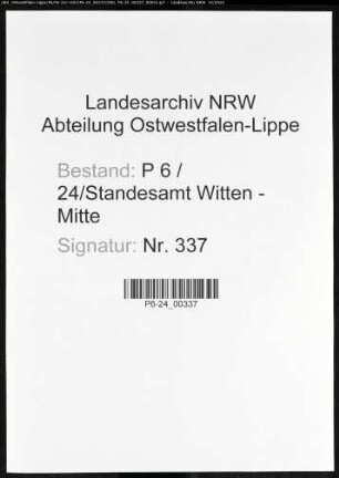 Sterberegister Standesamt Witten-Mitte