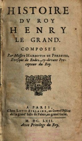 Histoire Dv Roy Henry Le Grand