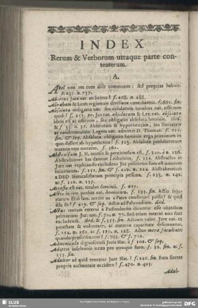 Index Rerum & Verborum utraque parte contentorum