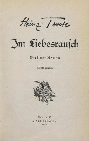 Im Liebesrausch : Berliner Roman