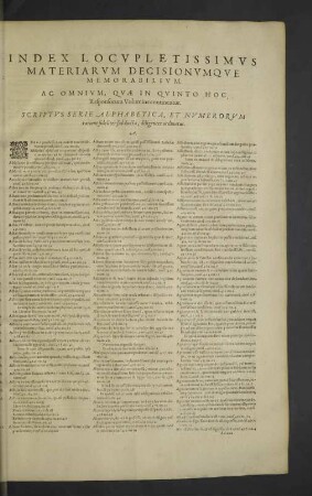 Index locupletissimus materiarum decisionum que memorabilium.