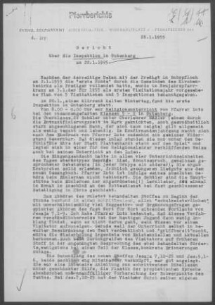 Gutenberg-Schlattstall: Pfarrbericht 1955