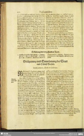 Belägerung und Einnehmung der Statt und Schloß Brefort : Geschehen den 12. Octob. im Jahr 1597.