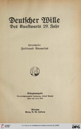 29,3: Deutscher Wille: des Kunstwarts
