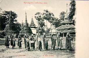Hpoongyees collecting alms.