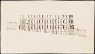 Festspielhaus »Schauburg«, Bad Berka: Perspektivische Ansicht ohne Zinnen (von Inv. Nr. 5184)