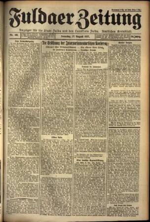 Ausgabe vom Samstag, den 27. August 1927.