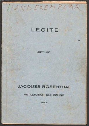 Legite : ein Angebot alter Bücher aus verschiedenen Gebieten
