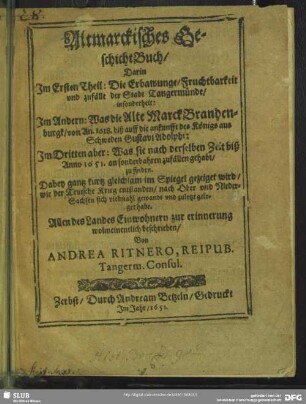 Altmarckisches GeschichtsBuch