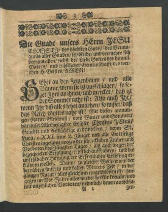 Die Gnade unsers Herrn Jesu Christi/ [...]