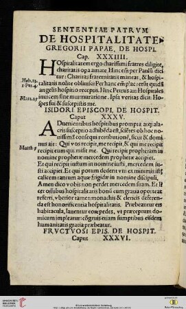 Sententiae patrvm de hospilitate