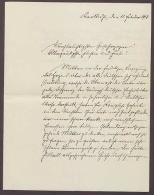 Schreiben von Friedrich Katz an die Großherzogin Luise; Bericht über die Freude über eine Verlobung und eine schwere Krankheit der Mutter von Friedrich Katz, Minna Katz
